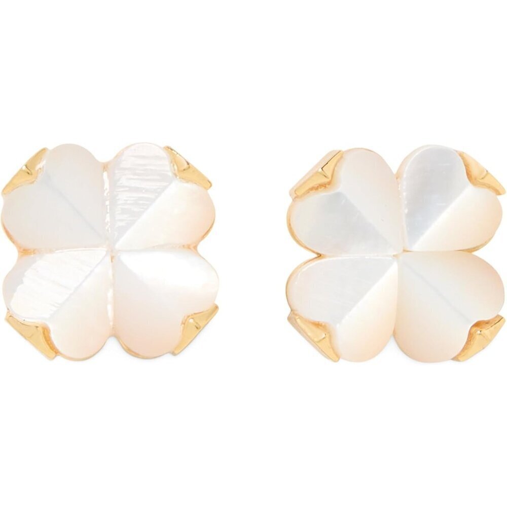 Stud Earrings Flower Motif Pearl Cubic Zirconia Brass Lever Back Women